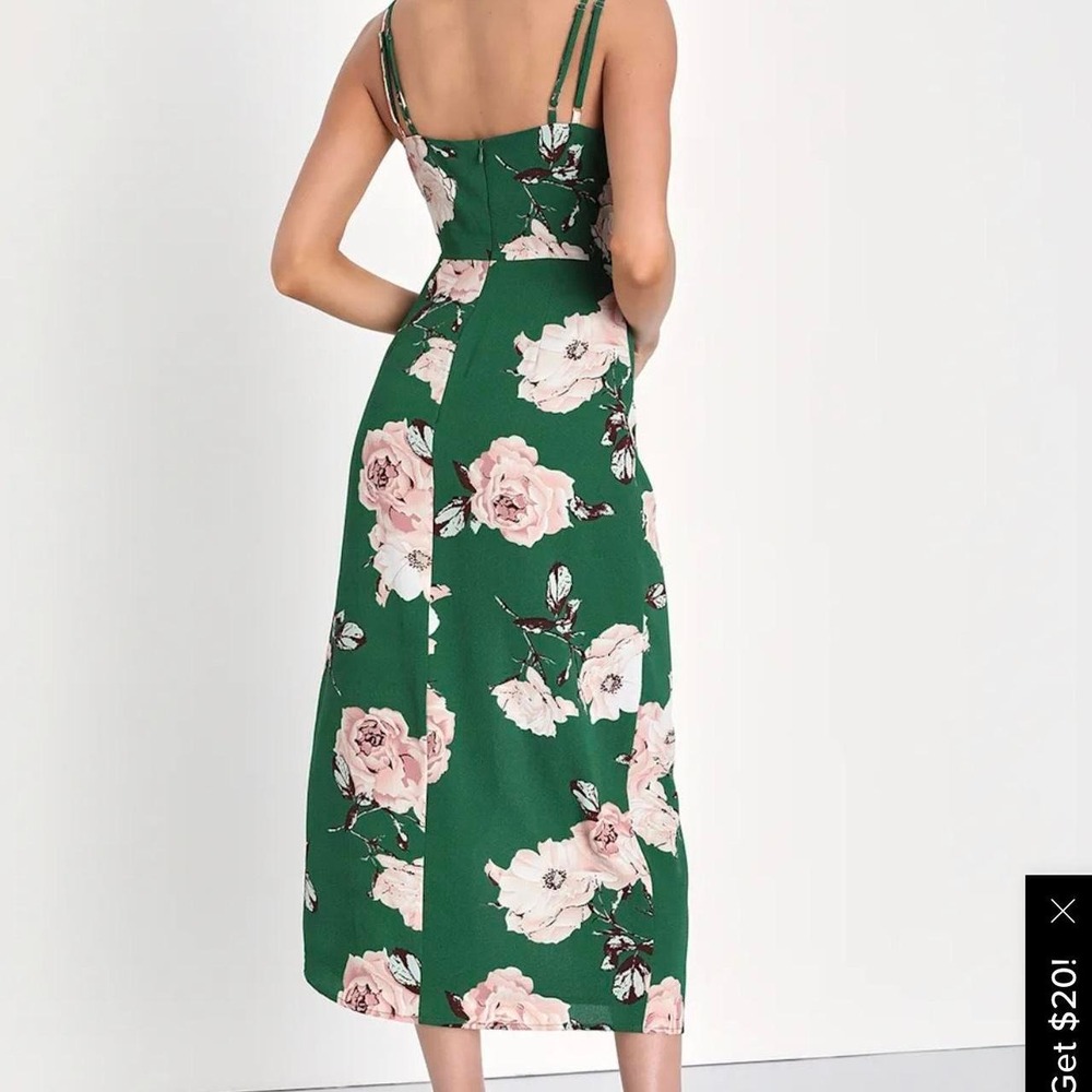 Lulus Green floral maxi dress with side  slit - Picture 3 of 5